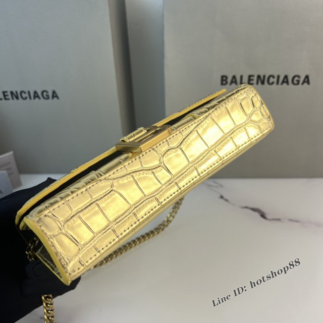 Balenciaga專櫃爆款鱷魚紋牛皮女包鏈條包 巴黎世家經典小號沙漏包鏈條斜挎包 fyj1053